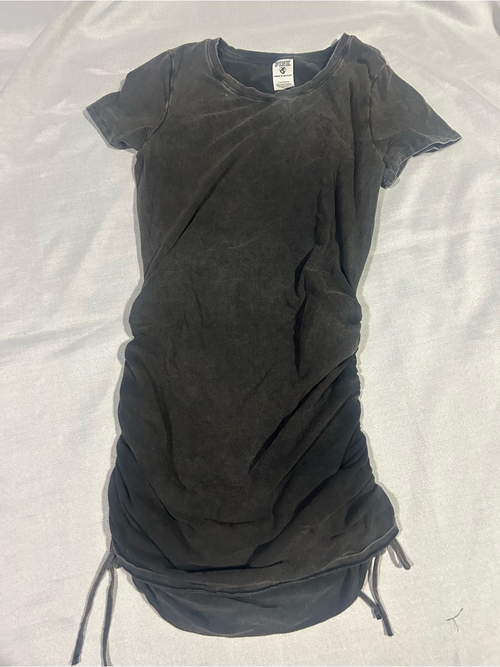 PINK Victoria's Secret Black Short-Sleeve Ruched Mini Dress